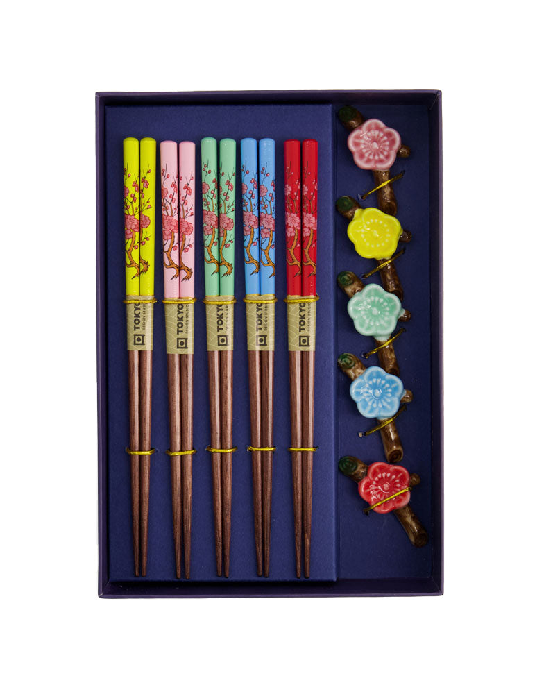 Spisepinde & holdere gavesæt, Sakura - 5 par